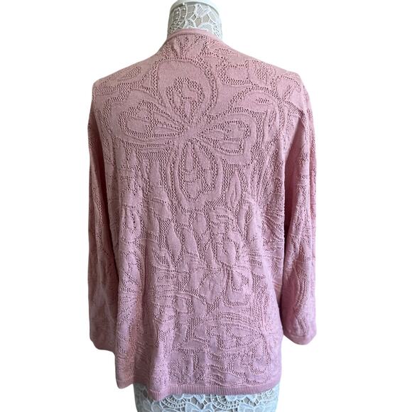Alfred Dunner Pink Lace Open Cardigan with Attached White Sweate – Women’s 2X - Picture 3 of 6